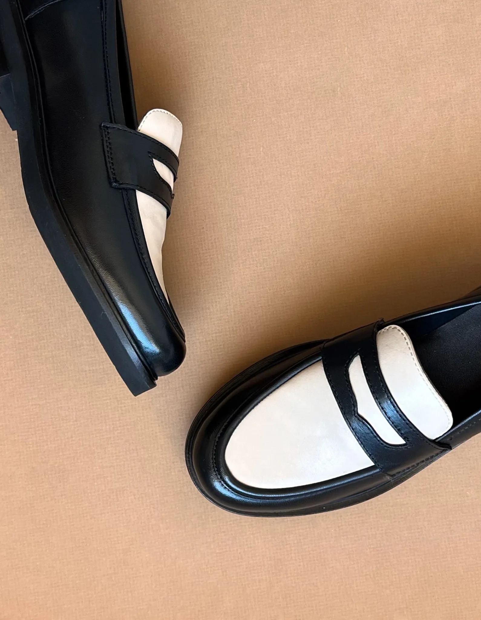 Superior Black   White Leather Loafers