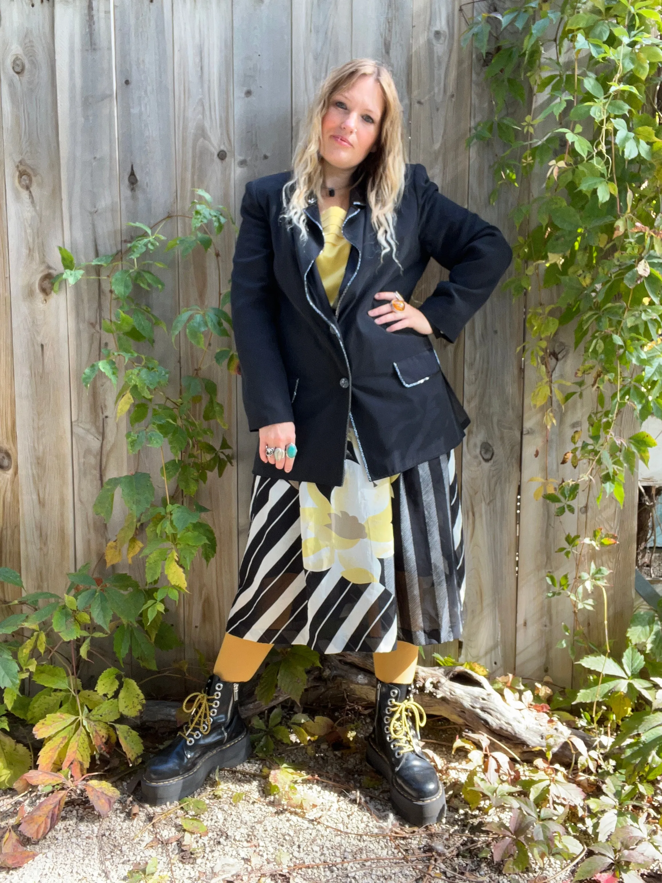 Vintage 80's Black Silk & Beaded Blazer (XL)