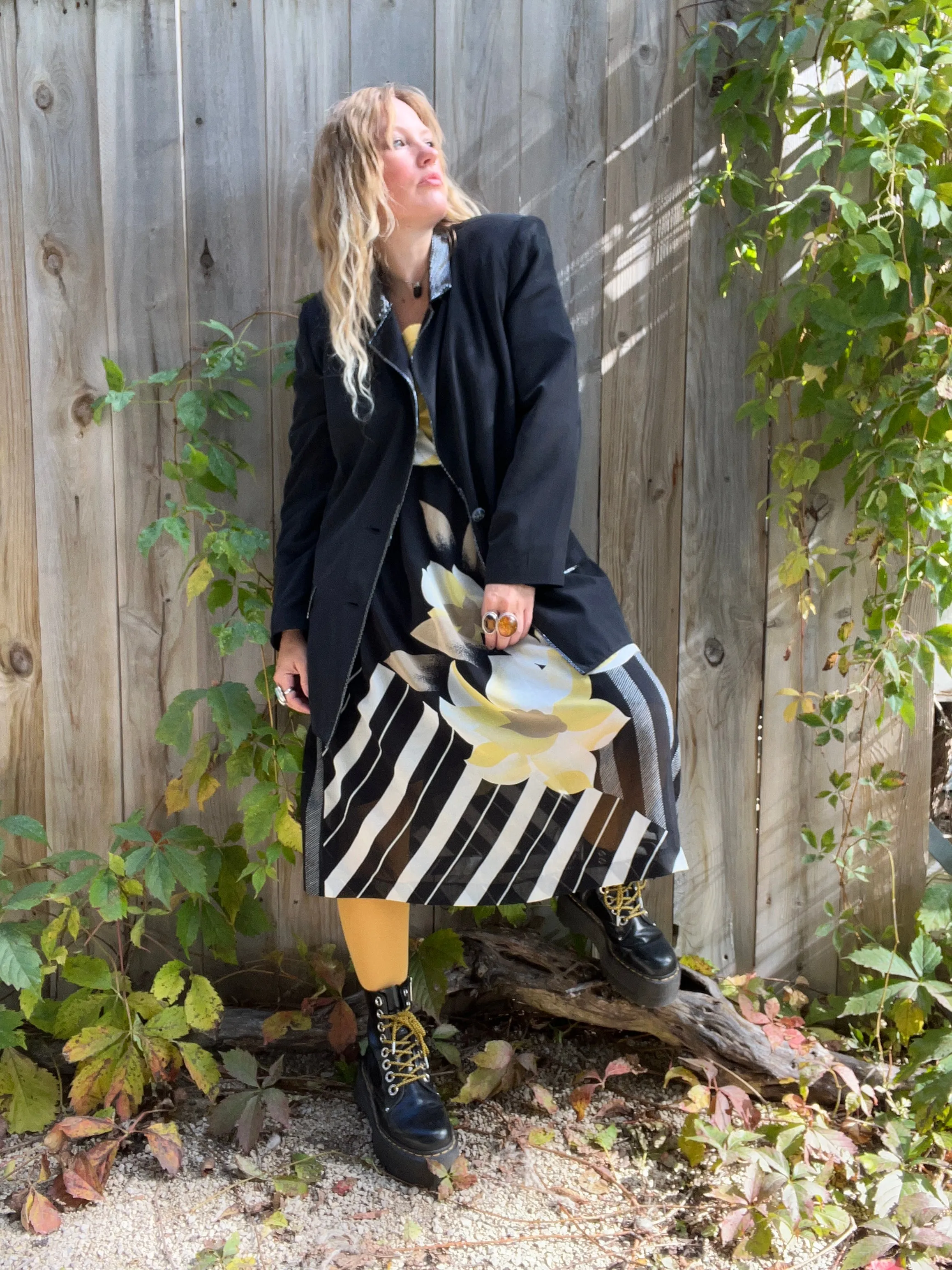 Vintage 80's Black Silk & Beaded Blazer (XL)