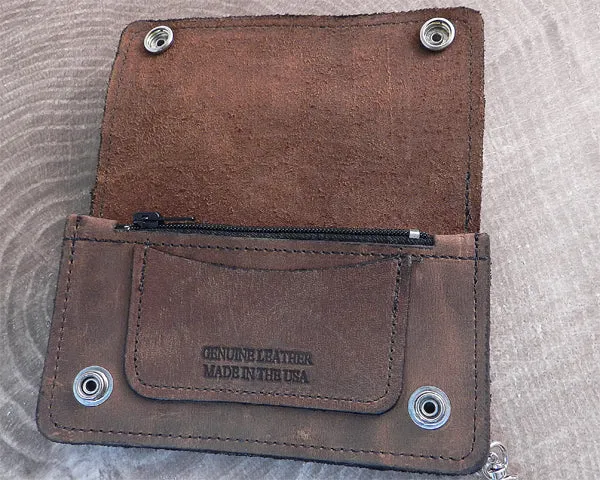 Vintage Brown Leather Biker Wallet