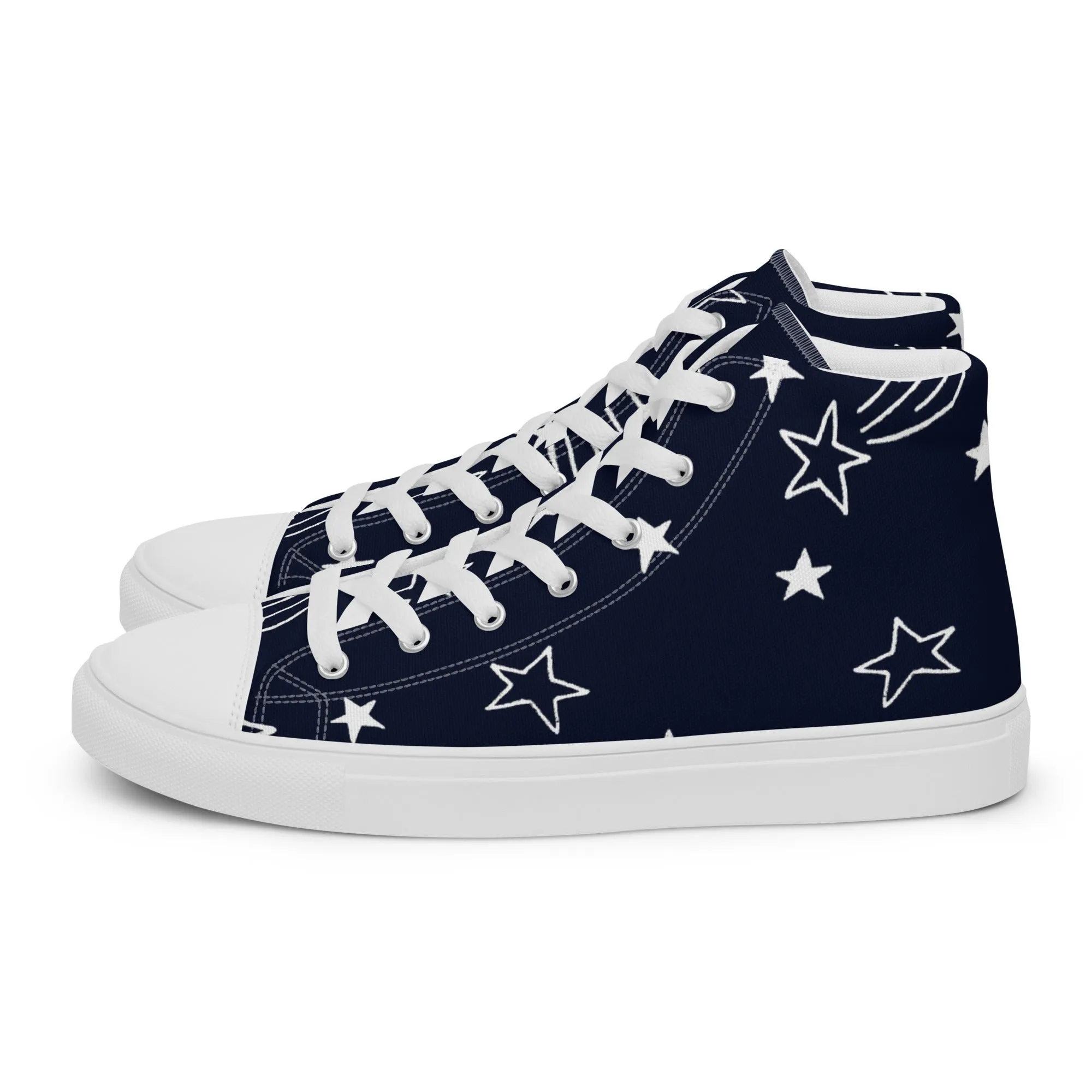 Women's High Top Canvas Shoes with Playful Star Design