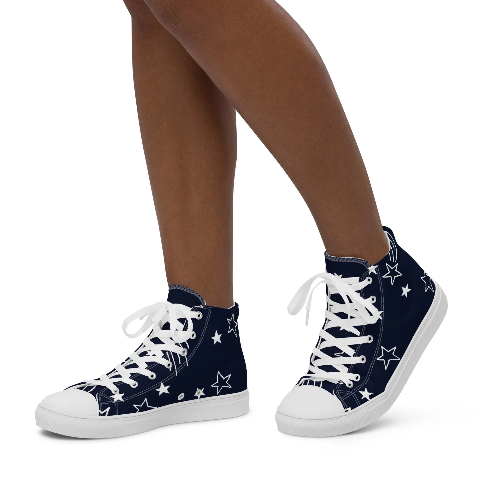 Women's High Top Canvas Shoes with Playful Star Design