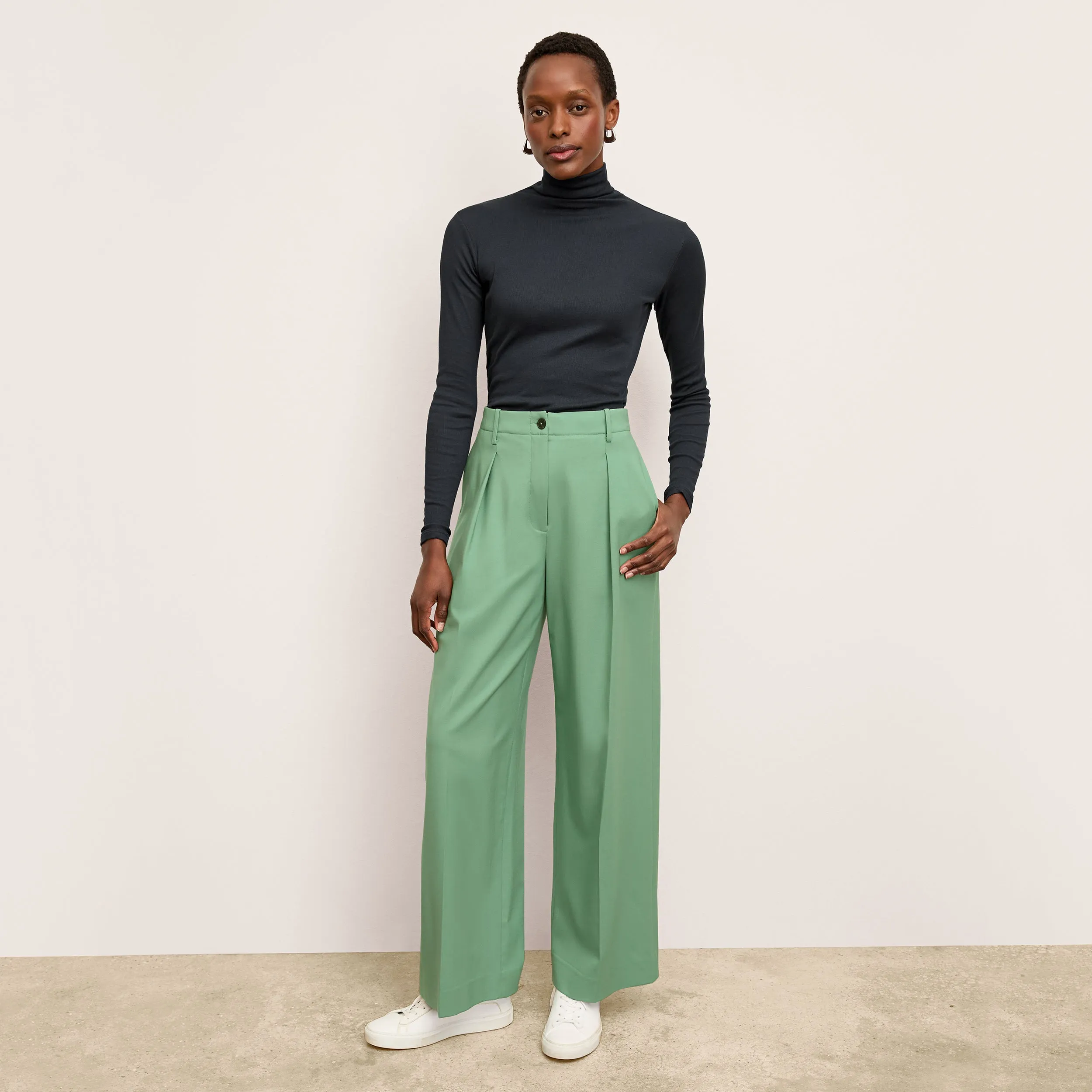 Zuri Pant - Washable Wool Twill :: Parisian Green